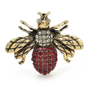 Red Bee Gold Crystal Brooch
